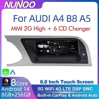 Autoradio Android Audi A4 B8 A5, Écran Tactile GPS CarPlay