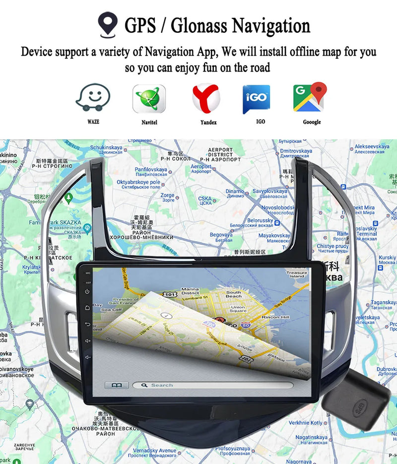 Autoradio CarPlay Chevrolet Cruze (2012-2015) – Écran 9 pouces, jusqu'à 8 Go + 128 Go, vue 17