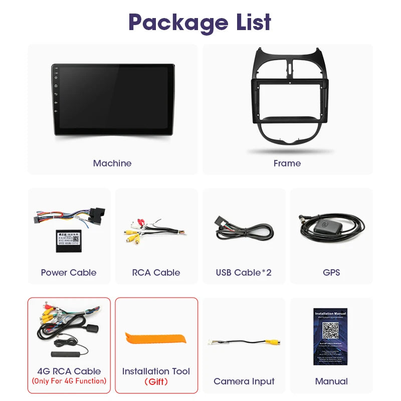 Autoradio CarPlay Peugeot 206, 206 SW et 206 CC – Écran 9 pouces, Android 16, vue 2