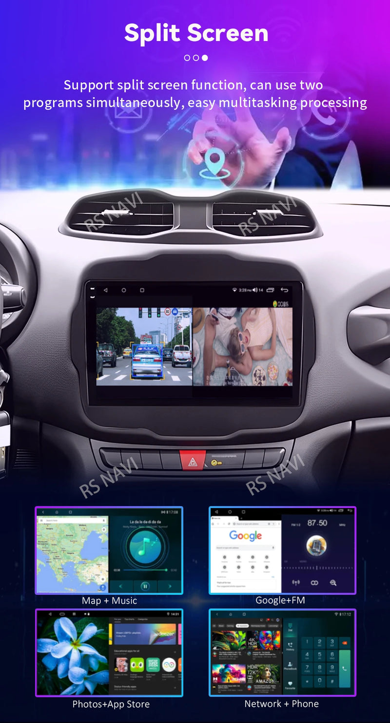 Autoradio CarPlay Jeep Renegade (2016-2020) – Écran 9 pouces, jusqu'à 16 Go + 512 Go, vue 19