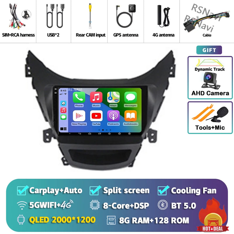 Autoradio CarPlay Hyundai Elantra (2012-2015) – Écran 9 pouces sans fil, jusqu'à 16 Go + 512 Go, vue 36