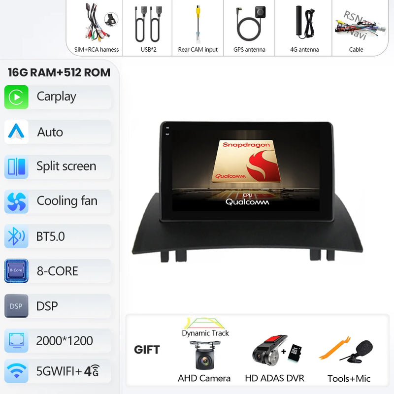 Autoradio CarPlay Renault Mégane 2 (2002-2009) – Écran 9 pouces, jusqu'à 16 Go + 512 Go, vue 39