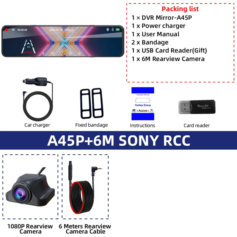 Rétroviseur Caméra 4K Écran Tactile 11,28 Pouces – Caméra Arrière, Wi-Fi 5 GHz, GPS en Option, vue 34