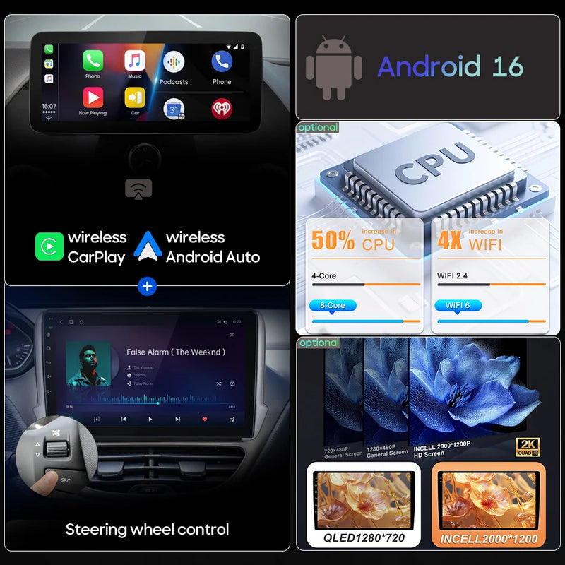 Autoradio CarPlay Renault Kangoo (2008-2018) – Écran 9 pouces, option écran 2K, jusqu'à 12 Go + 256 Go, vue 5