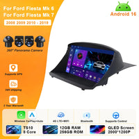 Autoradio CarPlay Ford Fiesta Mk6 et Mk7 (2008-2019) – Écran 9 pouces, jusqu'à 8 Go + 256 Go