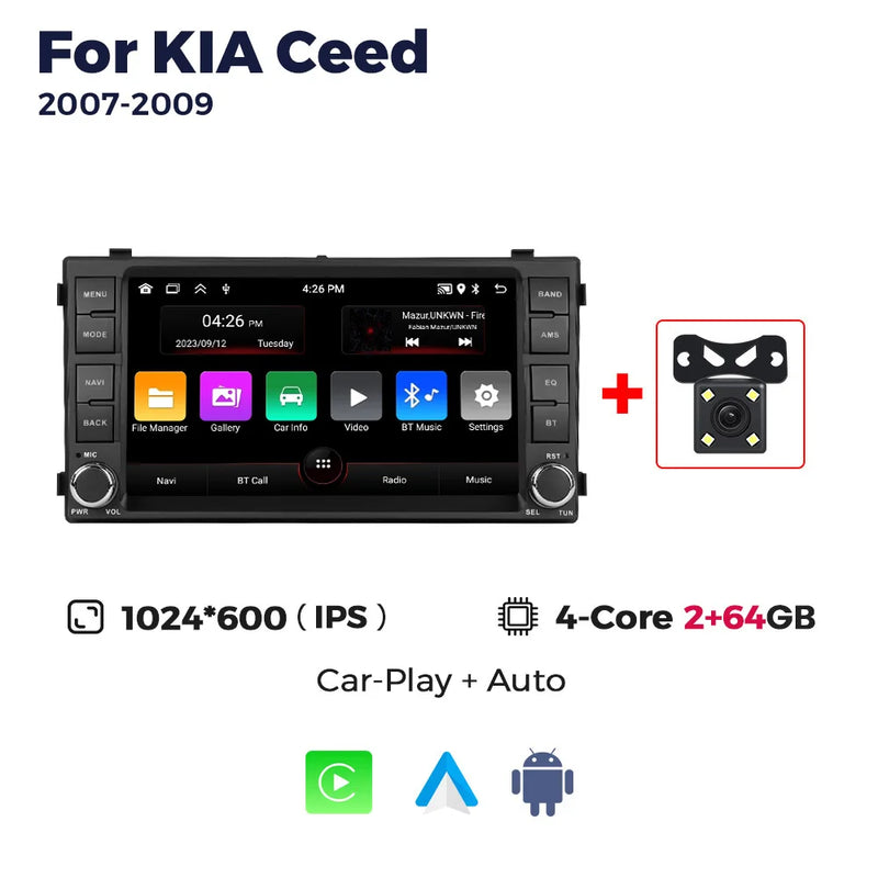 Autoradio CarPlay Kia Ceed (2007-2009) – Écran 7 pouces, sans fil, vue 7
