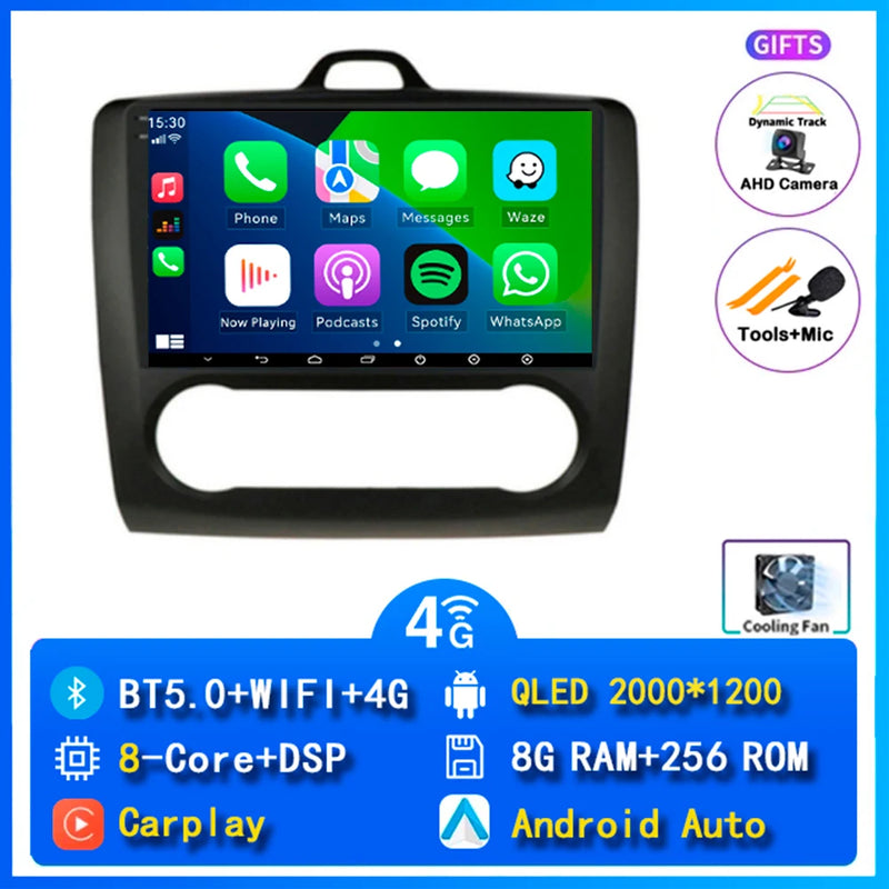 Autoradio CarPlay Ford Focus 2 (2004-2011) – Écran 9 pouces, jusqu'à 16 Go + 512 Go, vue 9