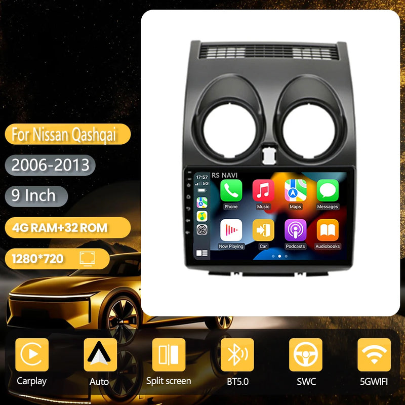 Autoradio CarPlay Nissan Qashqai J10 (2006-2013) – Écran 9 pouces, jusqu'à 16 Go + 256 Go, vue 14
