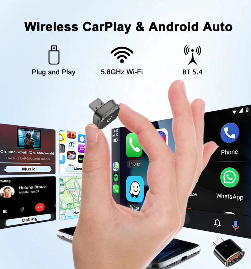 Adaptateur CarPlay Sans Fil USB 2 en 1 – 7 Modèles au Choix, Bluetooth 5.4, Wi-Fi 5,8 GHz, vue 11