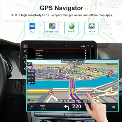 Autoradio BONROAD CarPlay Android pour Audi A6 C6 4F 8 Cœurs