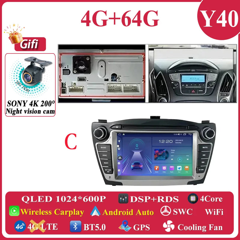 Autoradio CarPlay Hyundai ix35 (2009-2015) – Écran 7 pouces à boutons, jusqu'à 8 Go + 256 Go, vue 48