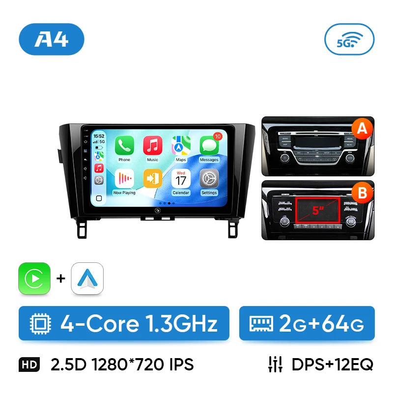 Autoradio CarPlay Nissan Qashqai J11 et X-Trail T32 (2014-2020) – Écran 10 pouces, Android 13, vue 17