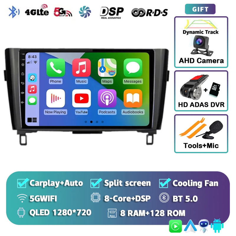Autoradio CarPlay Nissan Qashqai J11 et X-Trail T32 (2014-2020) – Écran QLED, jusqu'à 16 Go + 512 Go, vue 15