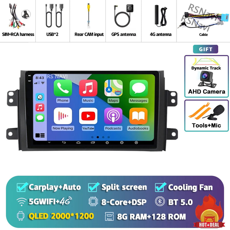 Autoradio CarPlay Suzuki SX4 (2006-2013) – Écran 9 pouces sans fil, jusqu'à 12 Go + 256 Go, vue 44