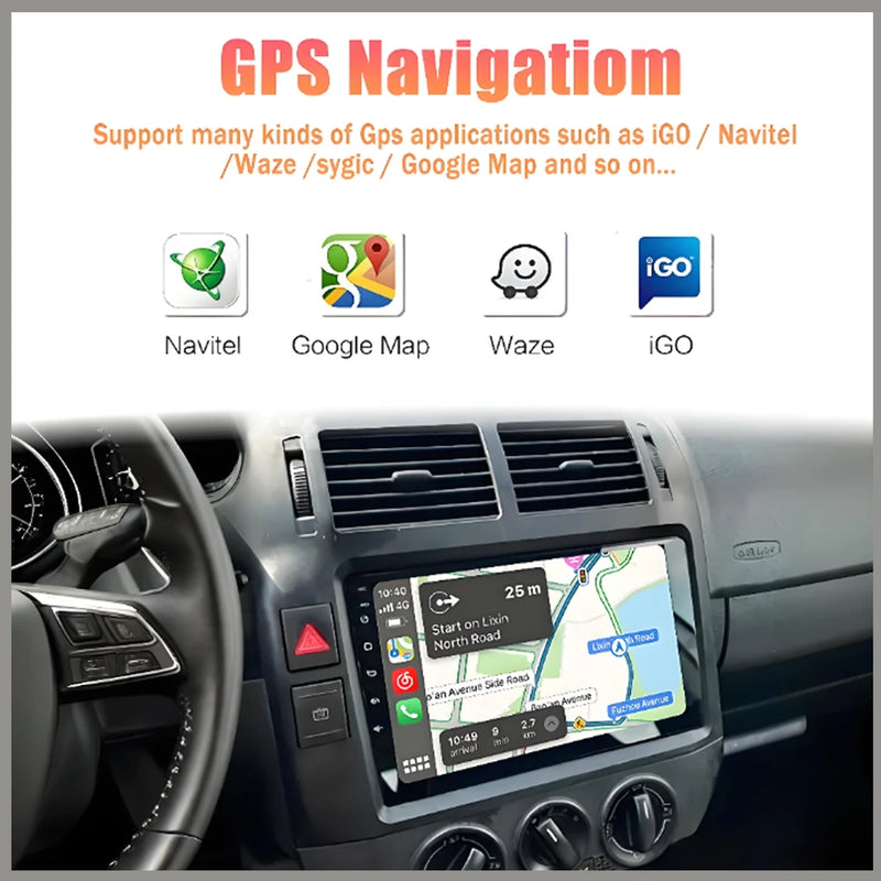 Autoradio CarPlay Volkswagen Polo 4 (2004-2009) – Écran 9 pouces, cadre noir ou argent, vue 5