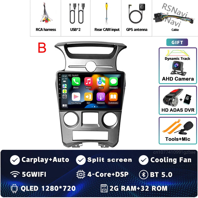 Autoradio CarPlay Kia Carens UN (2006-2012) – Écran 9 pouces, console type B, vue 24