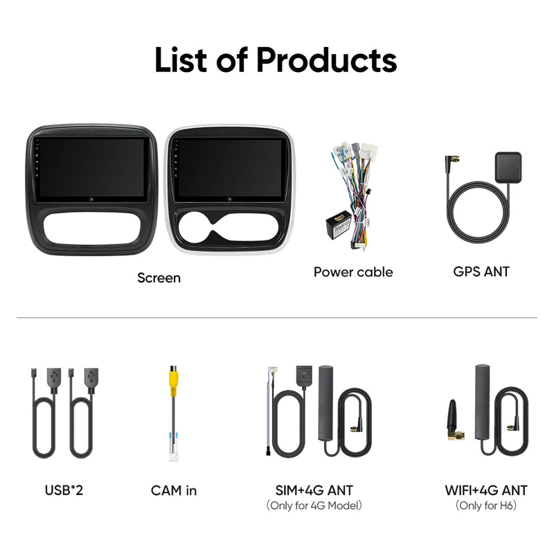 Autoradio CarPlay Renault Trafic 3 et Opel Vivaro B (2014-2018) – Écran 9 pouces, sans fil, vue 2