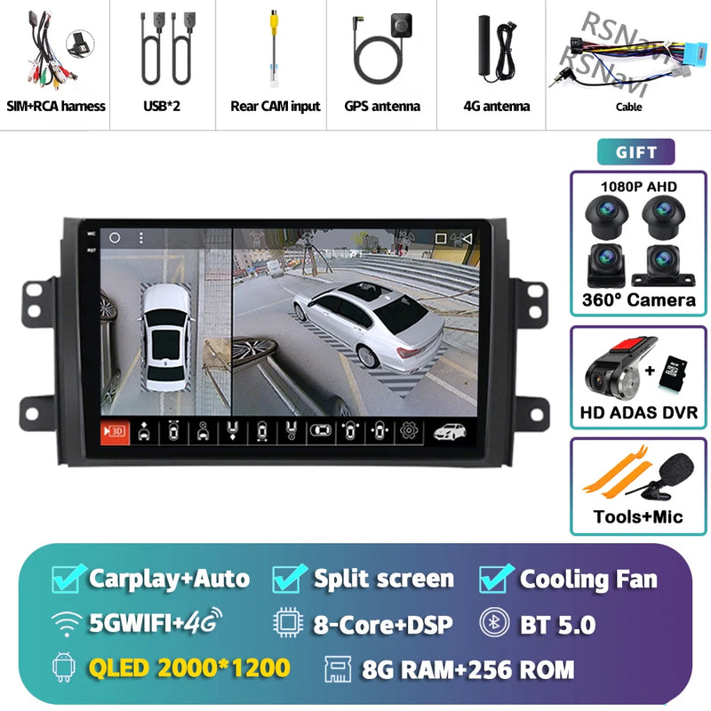 Autoradio CarPlay Suzuki SX4 (2006-2013) – Écran 9 pouces sans fil, jusqu'à 12 Go + 256 Go, vue 42