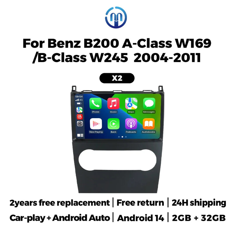 Autoradio CarPlay Mercedes Classe A W169 et Classe B W245 (2004-2011) – Écran 9 pouces, sans fil, vue 12