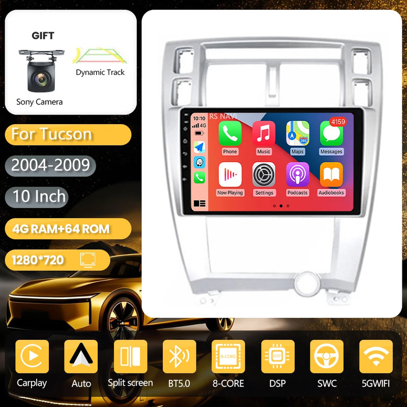 Autoradio CarPlay Hyundai Tucson (2004-2009) – Écran 10 pouces, jusqu'à 16 Go + 256 Go, vue 40