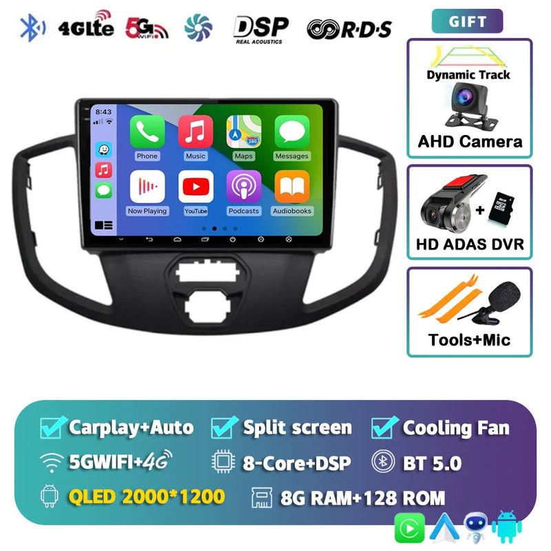 Autoradio CarPlay Ford Transit (2015-2018) – Écran QLED, jusqu'à 16 Go + 512 Go, vue 15