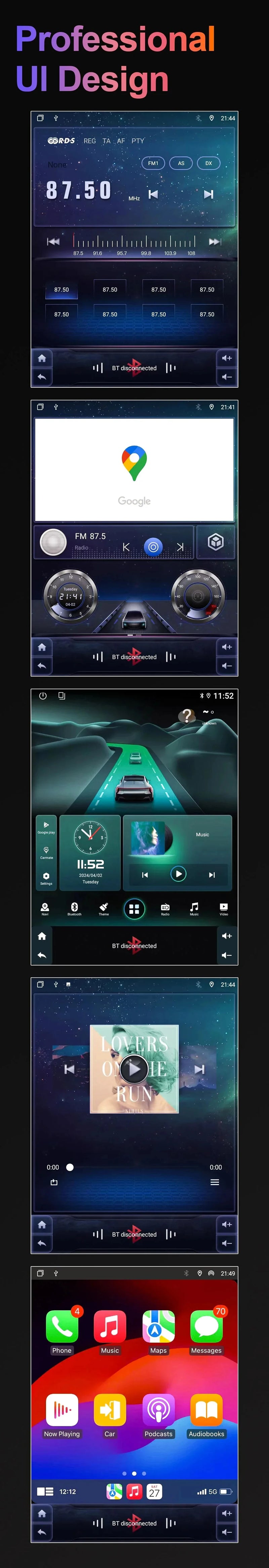 Autoradio CarPlay Renault Clio 5 (2019-2021) – Écran vertical 9,7 pouces, jusqu'à 8 Go + 256 Go, vue 24