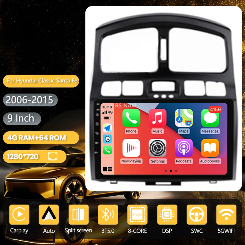 Autoradio CarPlay Hyundai Santa Fe Classic et SM (2006-2012) – Écran QLED 9 pouces, vue 34