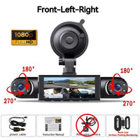 Dashcam 3 ou 4 Caméras – Avant 1080P, Côtés Orientables et Arrière, Mode Parking, vue 22