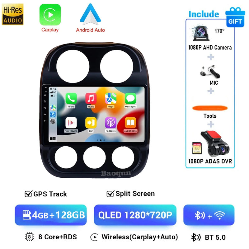 Autoradio CarPlay Jeep Compass et Patriot (2010-2016) – Écran QLED, sans fil, vue 11