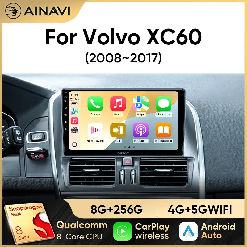 Autoradio CarPlay Volvo XC60 (2008-2017) – Écran 9 pouces, Android 13