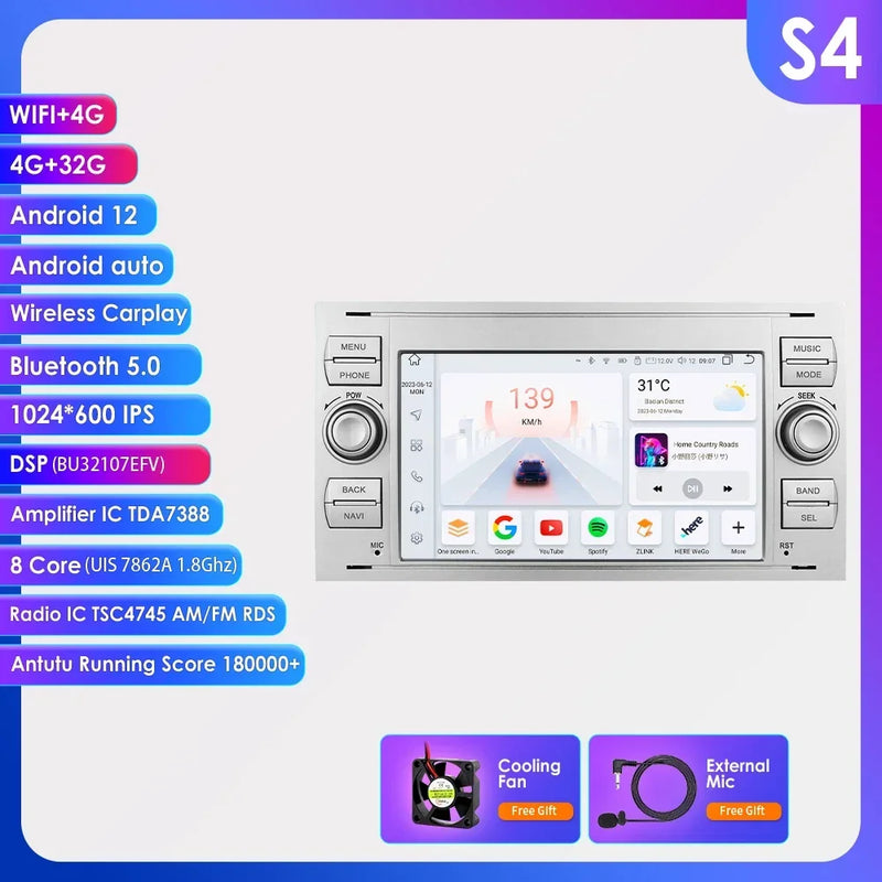 Autoradio CarPlay Ford Focus, Mondeo, S-Max et Kuga (2003-2012) – Écran 7 pouces, 2 DIN, vue 50