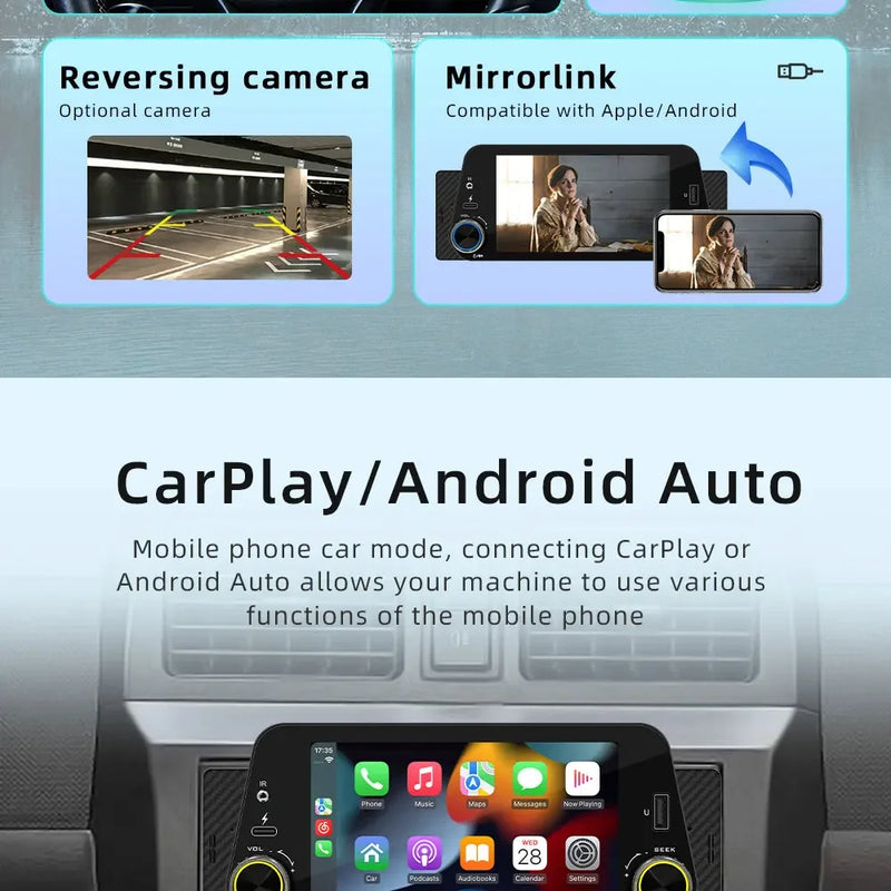 Autoradio CarPlay 1 DIN Universel – Écran 5 Pouces, Sans Fil, Bluetooth, FM, vue 10