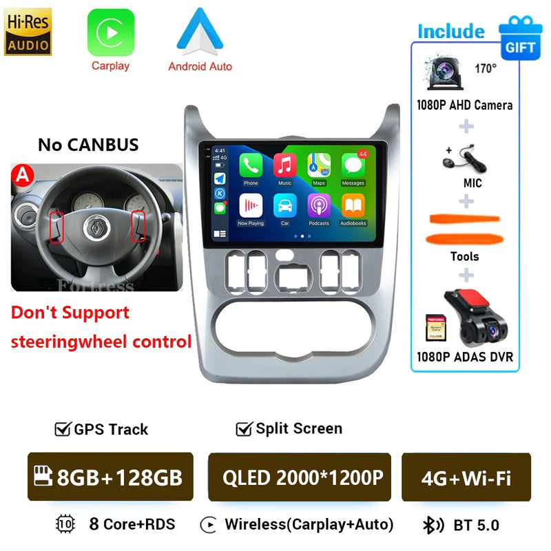 Autoradio CarPlay Dacia Logan 1 et Sandero (2009-2015) – Écran 9 pouces, jusqu'à 12 Go + 128 Go, vue 46