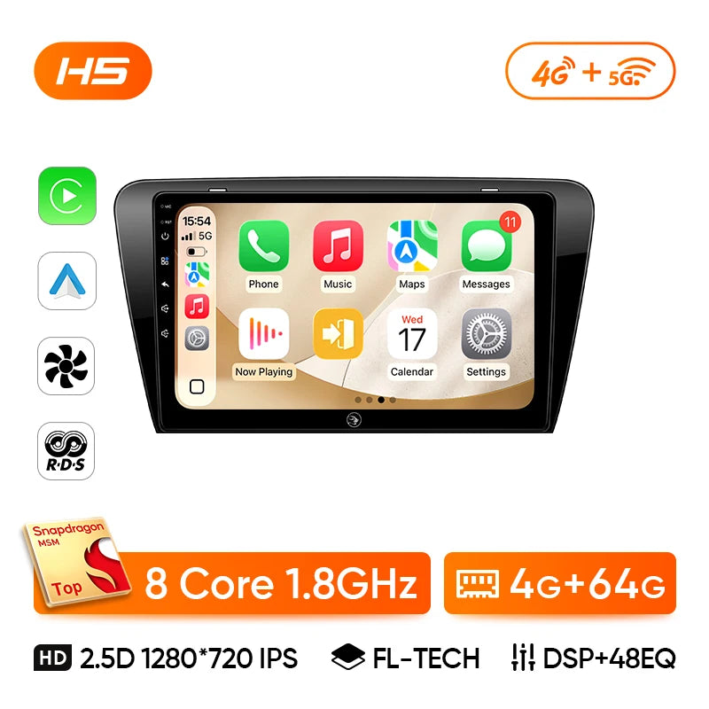 Autoradio CarPlay Skoda Octavia 3 (2015-2020) – Écran 10 pouces, sans fil, vue 9