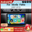 Autoradio CarPlay Skoda Fabia 2 (2007-2014) – Écran QLED, jusqu'à 16 Go + 512 Go