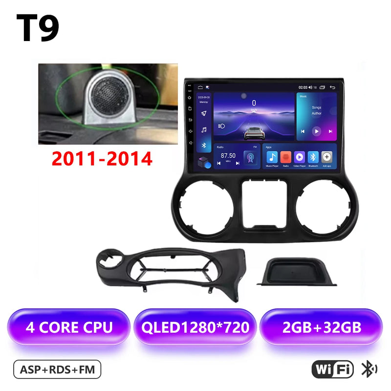Autoradio CarPlay Jeep Wrangler JK (2011-2018) – Écran 9 pouces sans fil, jusqu'à 12 Go + 256 Go, vue 10
