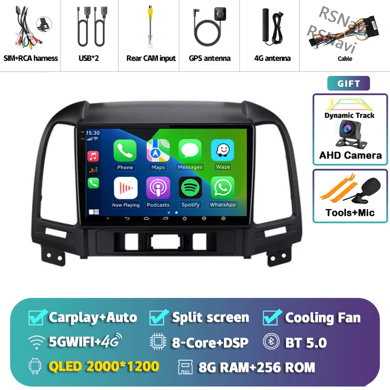 Autoradio CarPlay Hyundai Santa Fe 2 (2006-2012) – Écran 9 pouces, jusqu'à 16 Go + 512 Go, vue 23