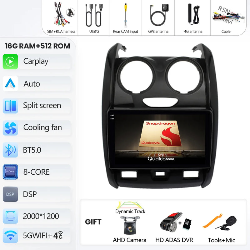 Autoradio CarPlay Dacia Duster (2015-2021) – Écran 9 pouces, Android 16, jusqu'à 16 Go + 512 Go, vue 25