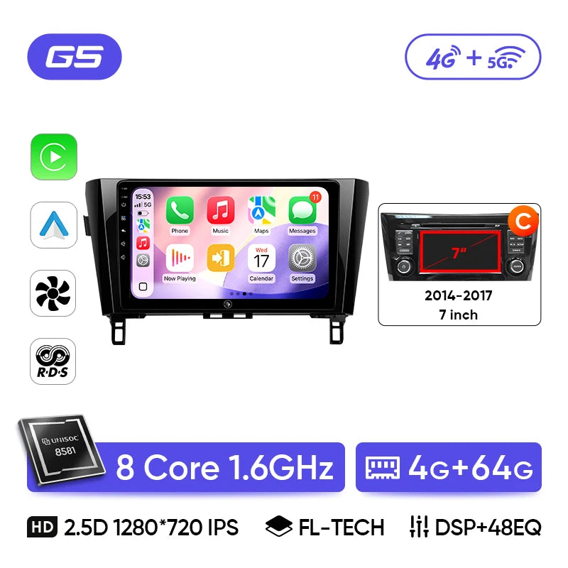 Autoradio CarPlay Nissan Qashqai J11 et X-Trail T32 (2014-2020) – Écran 10 pouces, Android 13, vue 14