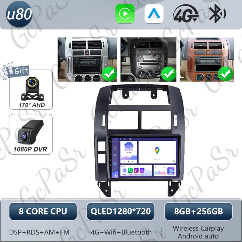 Autoradio CarPlay Volkswagen Polo 4 (2004-2009) – Écran 9 pouces, cadre noir ou argent, vue 42