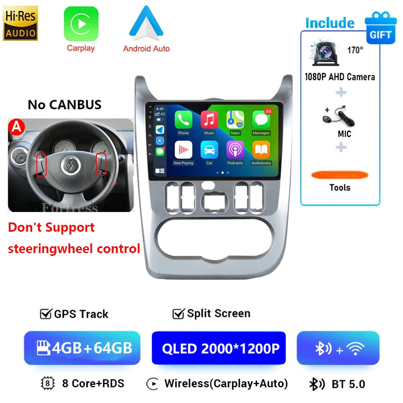 Autoradio CarPlay Dacia Logan 1 et Sandero (2009-2015) – Écran 9 pouces, jusqu'à 12 Go + 128 Go, vue 53