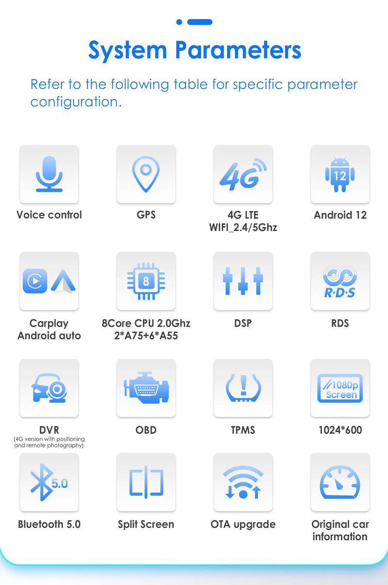 Autoradio CarPlay Fiat 500 (2007-2015) – Écran 7 pouces, 8 cœurs, jusqu'à 8 Go + 128 Go, vue 12