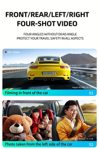 Dashcam 3 ou 4 Caméras – Avant 1080P, Côtés Orientables et Arrière, Mode Parking, vue 12