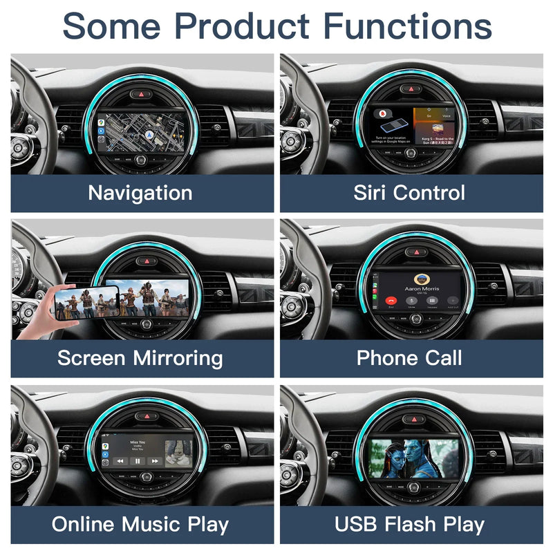 Boîtier CarPlay Mini Cooper R55 à R61, F54, F55 (2008-2017) – CIC et NBT, écran d'origine conservé, vue 2