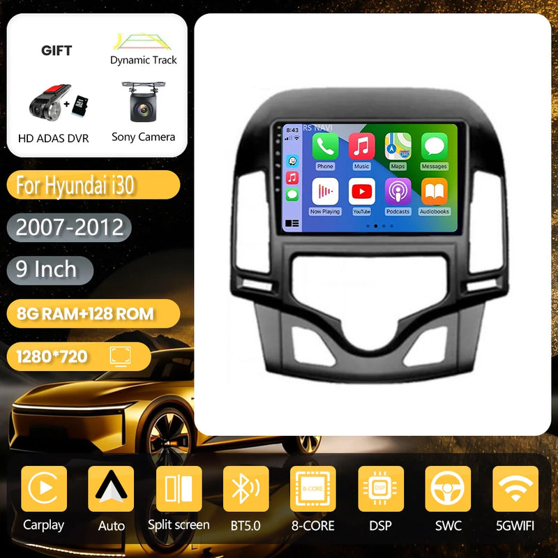 Autoradio CarPlay Hyundai i30 FD (2007-2012) – Écran 9 pouces, jusqu'à 16 Go + 256 Go, vue 39