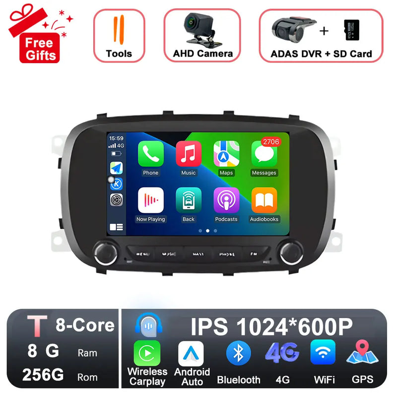Autoradio CarPlay Fiat 500X (2014-2020) – Écran IPS 7 pouces, jusqu'à 8 Go + 256 Go, vue 28