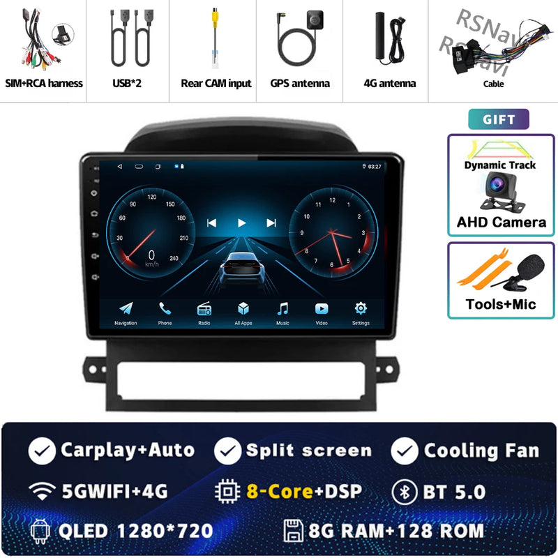 Autoradio CarPlay Chevrolet Captiva (2008-2012) – Écran 9 pouces sans fil, jusqu'à 16 Go + 512 Go, vue 45