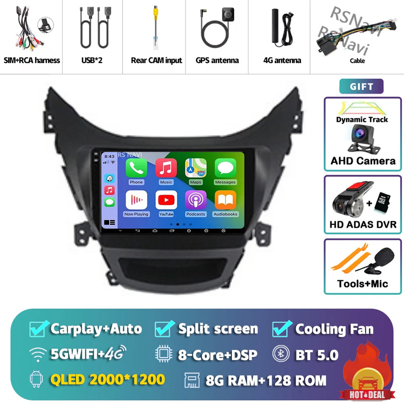 Autoradio CarPlay Hyundai Elantra (2012-2015) – Écran 9 pouces sans fil, jusqu'à 16 Go + 512 Go, vue 37
