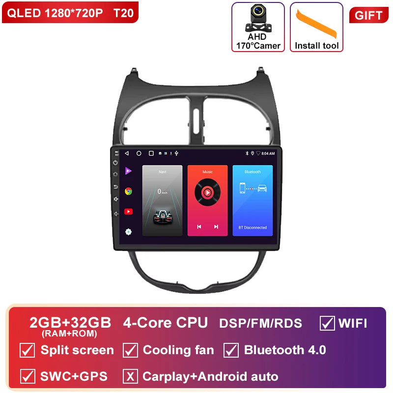 Autoradio CarPlay Peugeot 206, 206 CC et 206 SW (2000-2008) – Écran QLED 9 pouces, jusqu'à 12 Go + 256 Go, vue 48