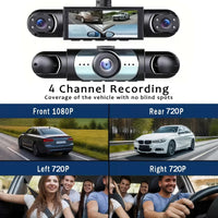 Dashcam 3 ou 4 Caméras – Avant 1080P, Côtés Orientables et Arrière, Mode Parking, vue 2